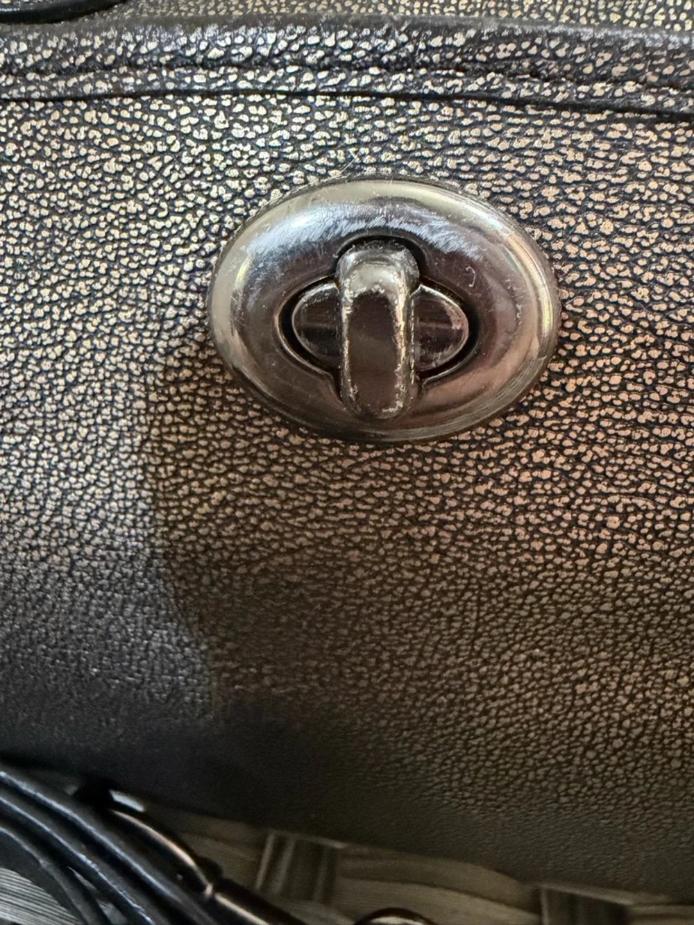 Coach Rhyder Satchel Metallic Two Tone Leather Brass Black - Style 33739 - Picture 12 of 16